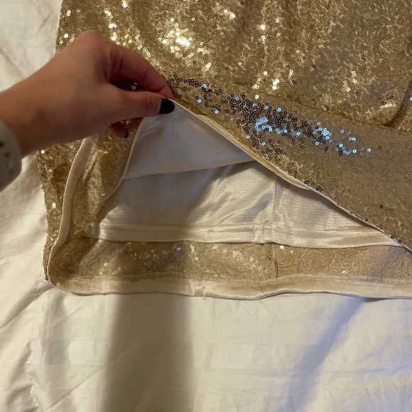 Gold mini skirt. Bachelorette skirt. Party sequin skirt, gold skirt. - Picture 2 of 2